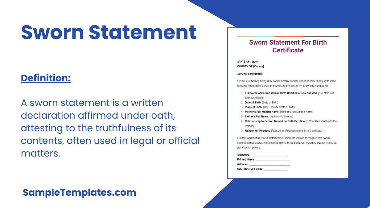 FREE 16 Sample Sworn Statement Templates In Google Docs Word Pages PDF