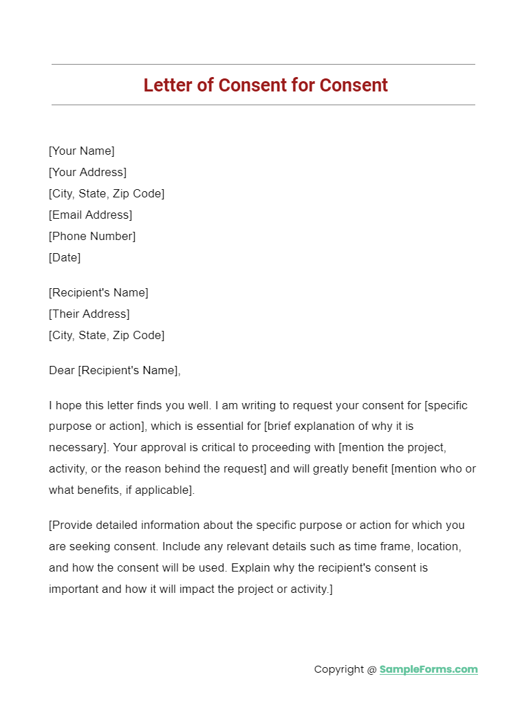 FREE 18 Letter Of Consent Samples PDF MS Word Google Doc Outlook Apple Pages