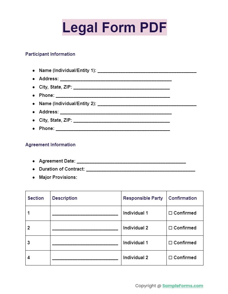 FREE 22 Legal Form Samples PDF MS Word Google Docs Excel
