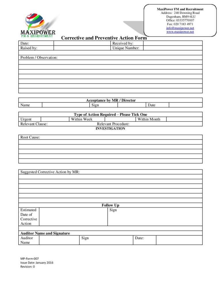 FREE 29 Action Forms In MS Word PDF Excel