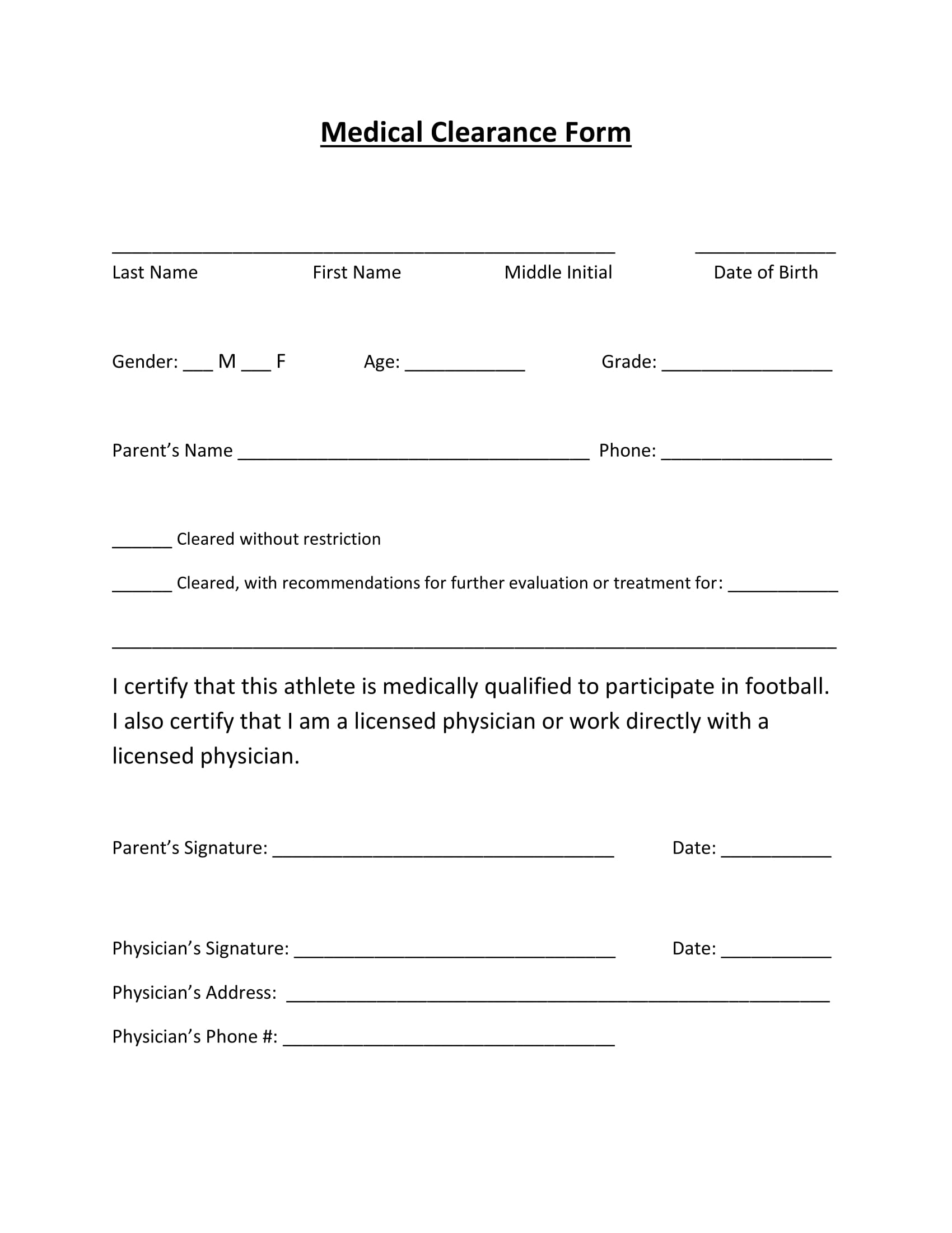 FREE 30 Medical Clearance Form Samples In PDF MS Word