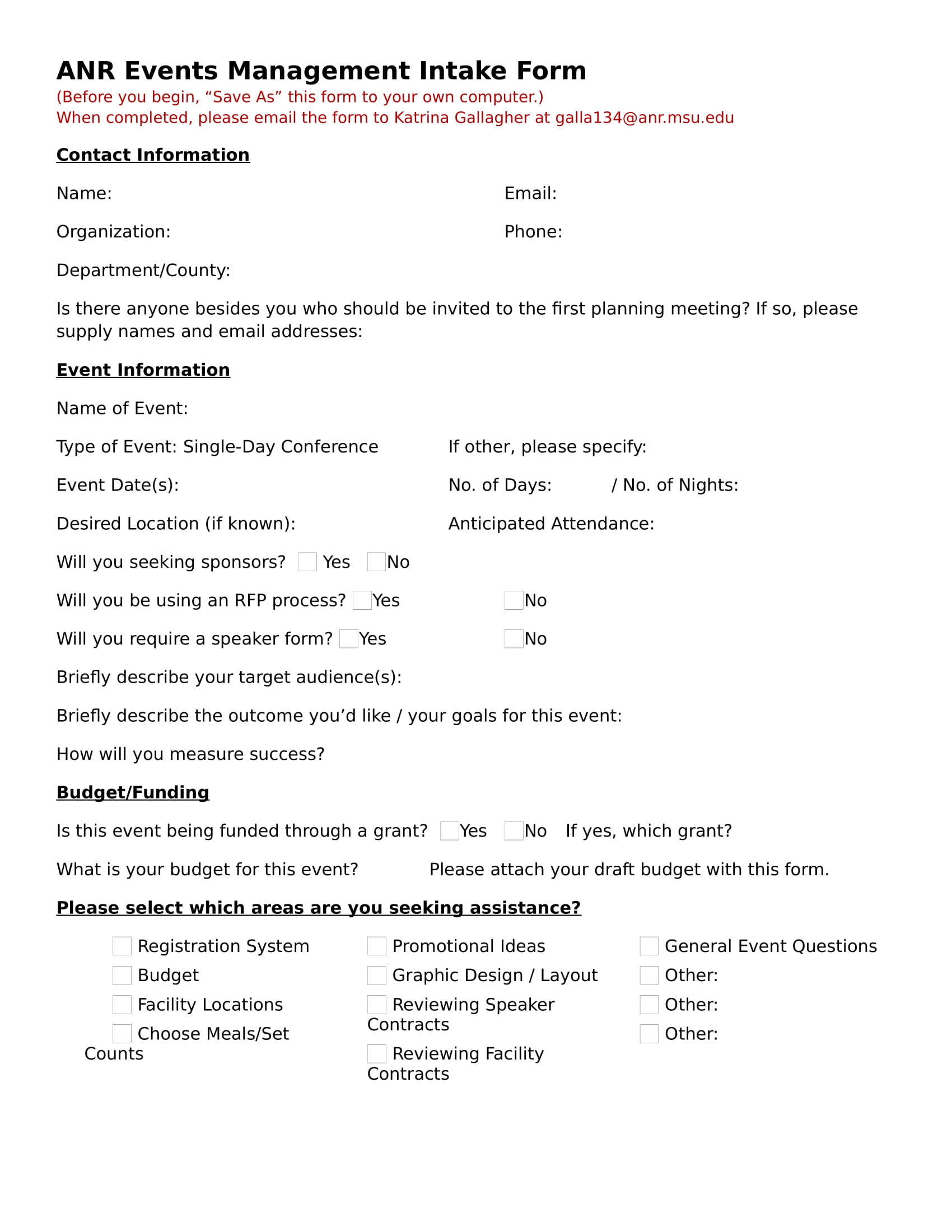 FREE 4 Event Planning Intake Forms In PDF MS Word