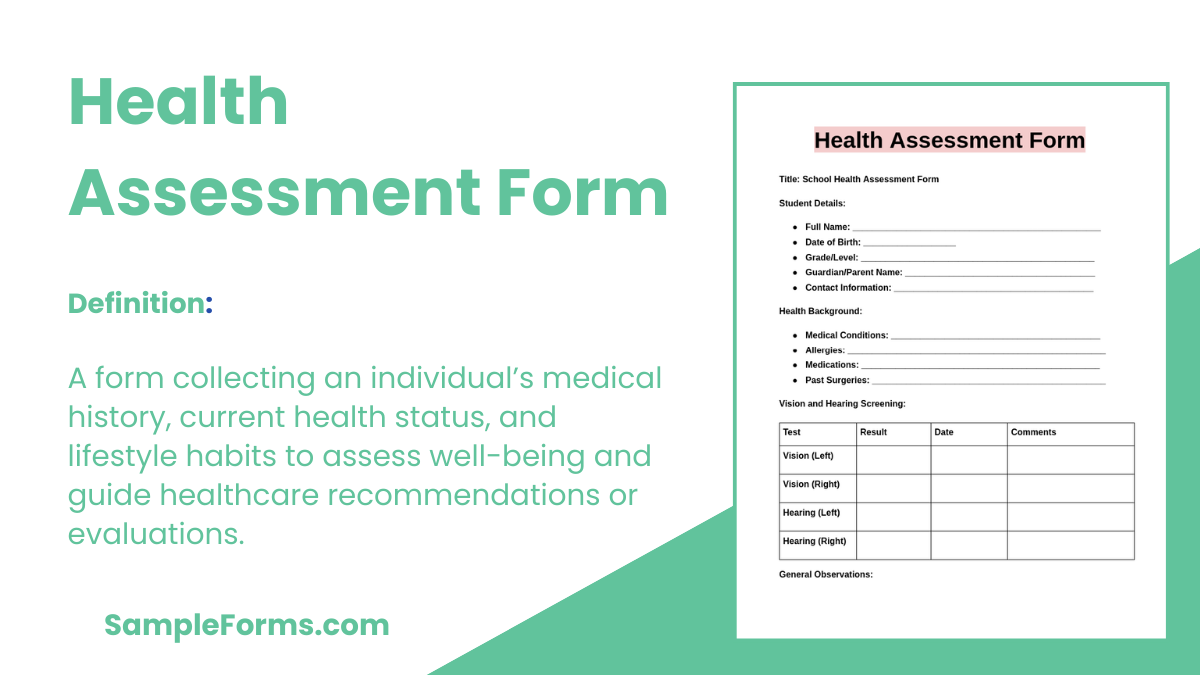 FREE 42 Health Assessment Form Samples PDF MS Word Google Docs