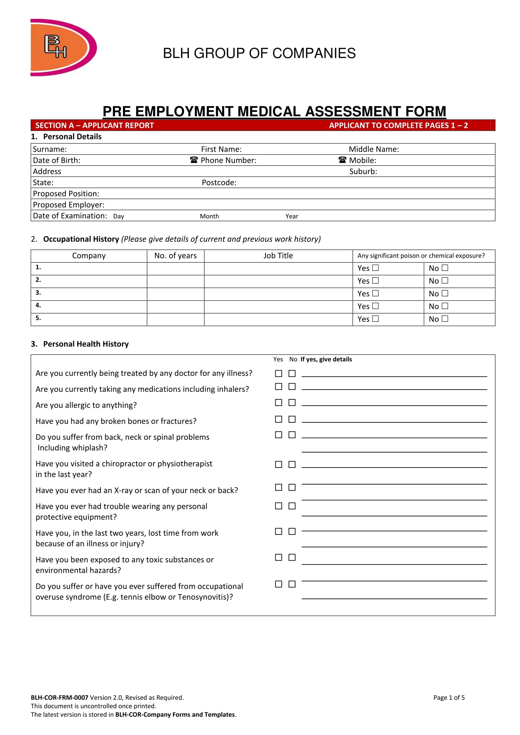 FREE 6 Assessment Form For Employment In PDF FREE 6 Assessment Form For Employment In PDF