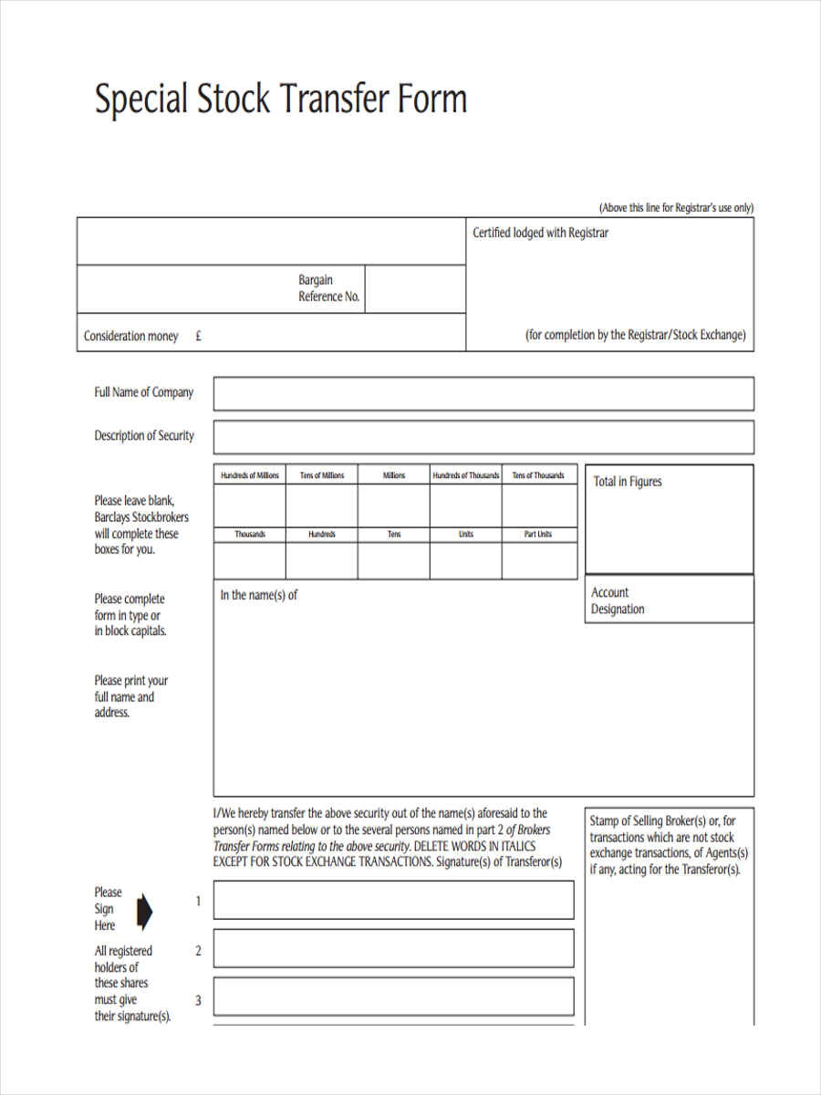FREE 8 Stock Transfer Forms In PDF Ms Word FREE 8 Stock Transfer Forms In PDF Ms Word