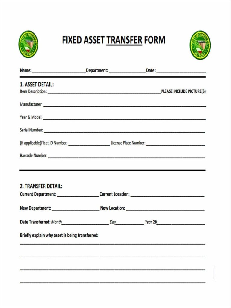 FREE 9 Asset Transfer Forms In PDF Ms Word Excel