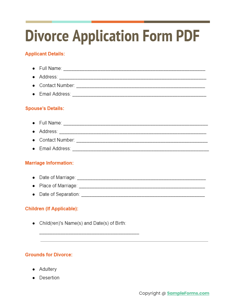 FREE 9 Divorce Application Form Samples PDF MS Word Google Docs FREE 9 Divorce Application Form Samples PDF MS Word Google Docs