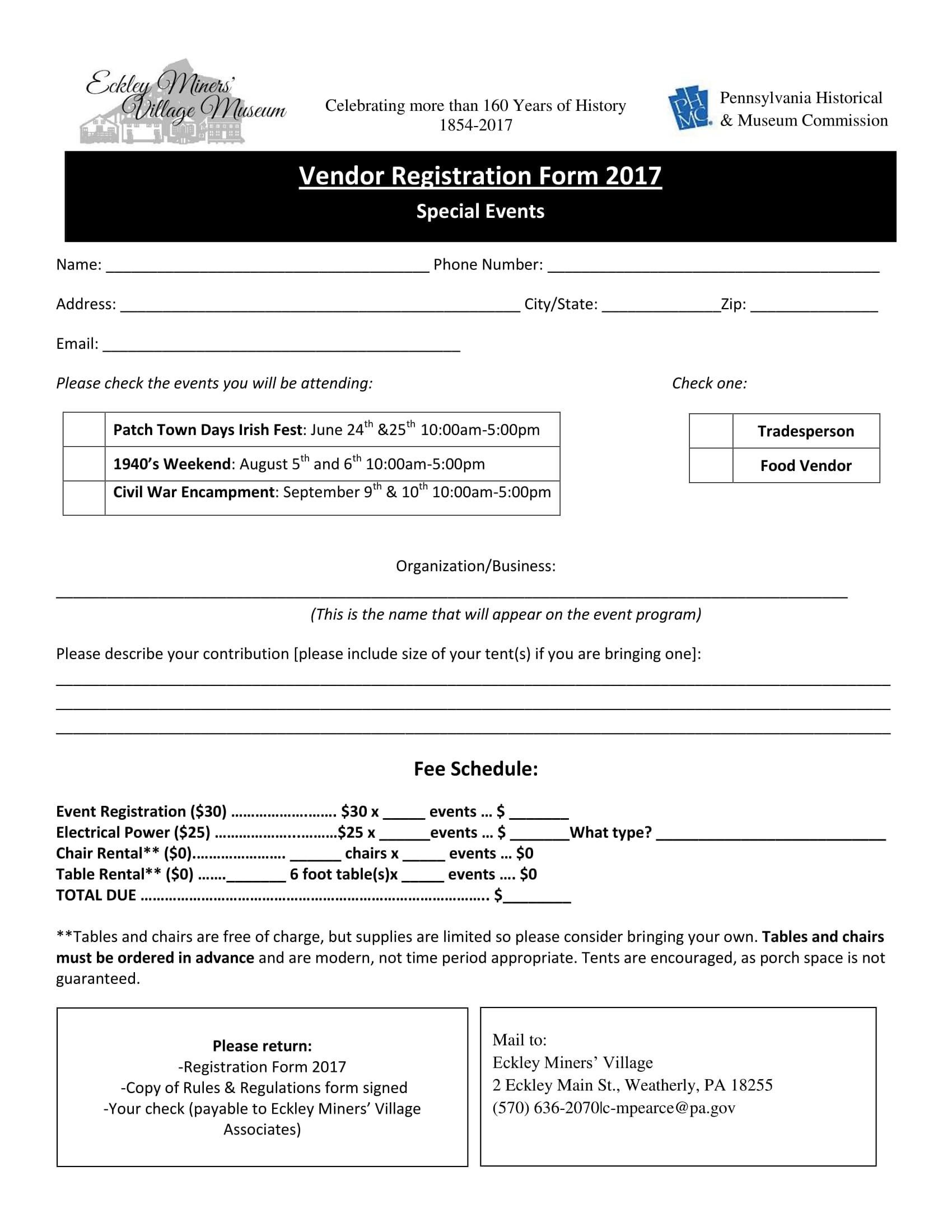 printable vendor application form template