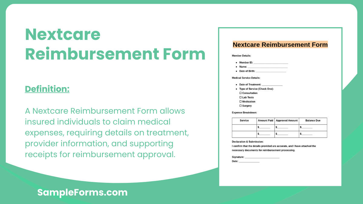 FREE 9 Nextcare Reimbursement Form Samples PDF MS Word Google Docs