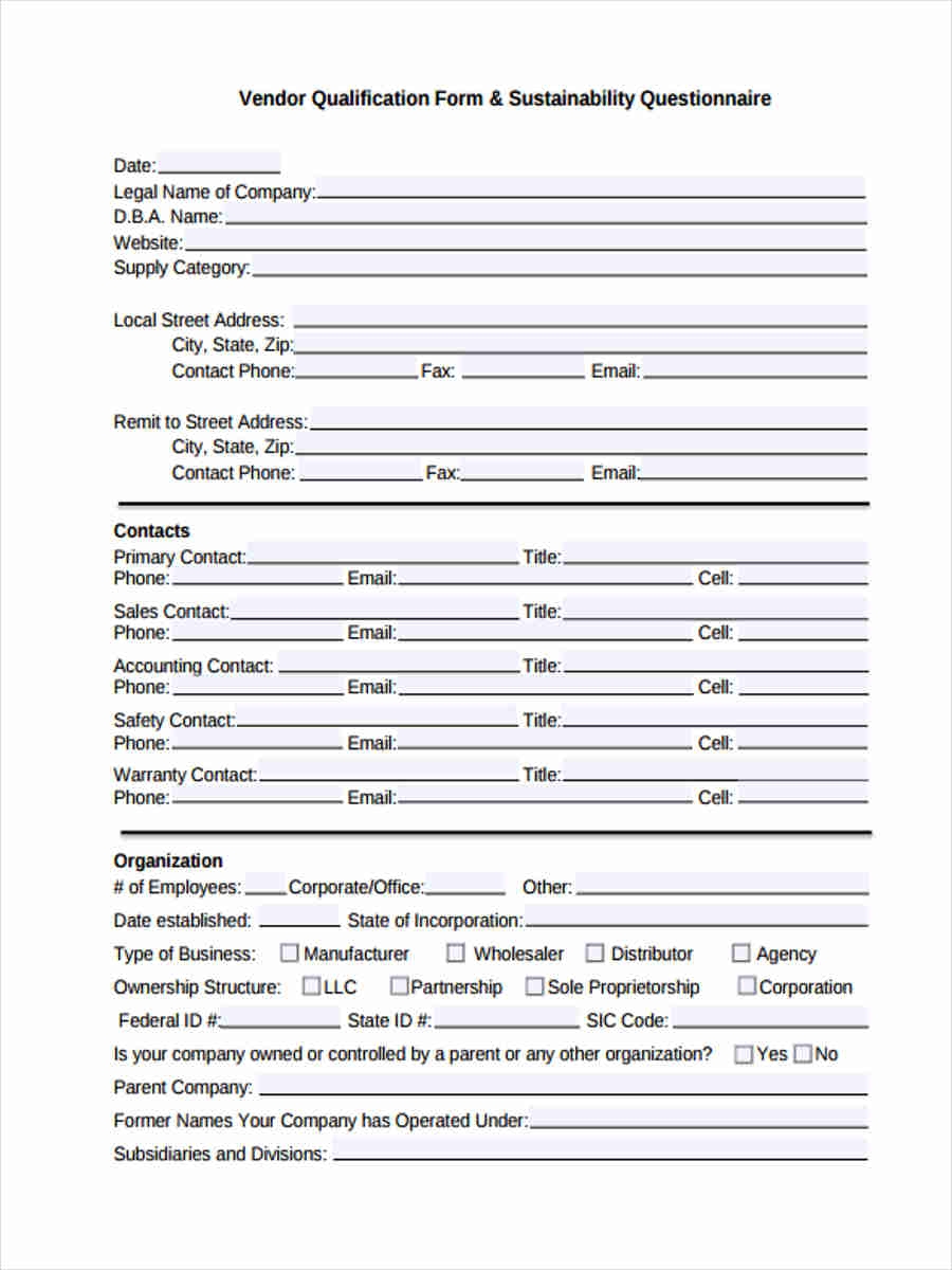 supplier survey form