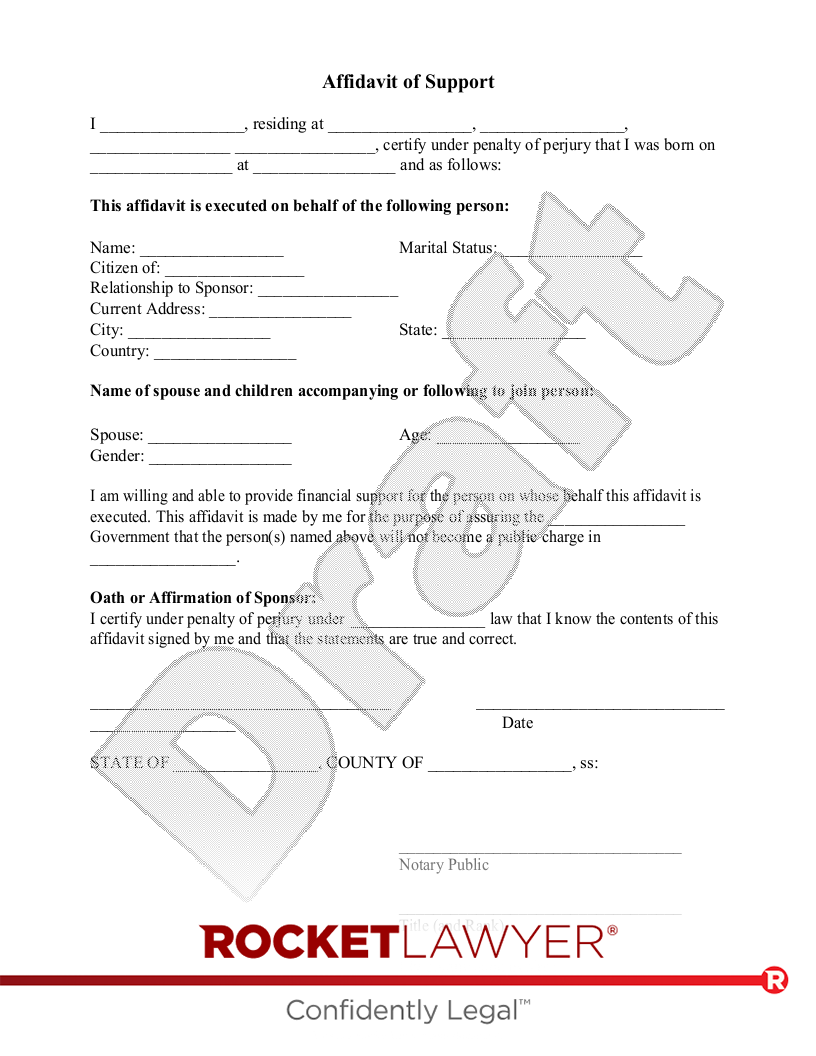 Free Affidavit Of Support Make Download Rocket Lawyer