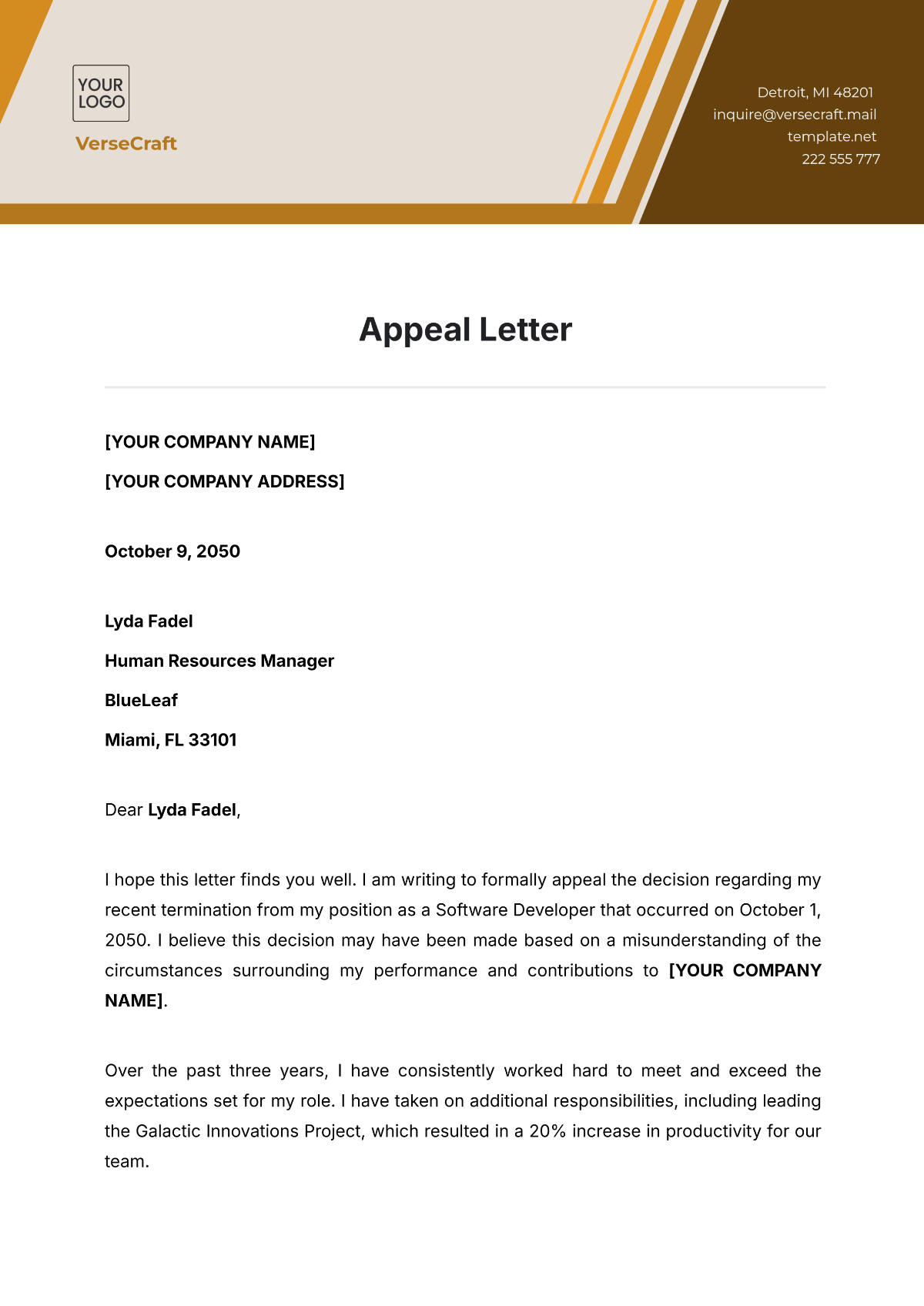 Free Appeal Letter Templates Editable And Printable