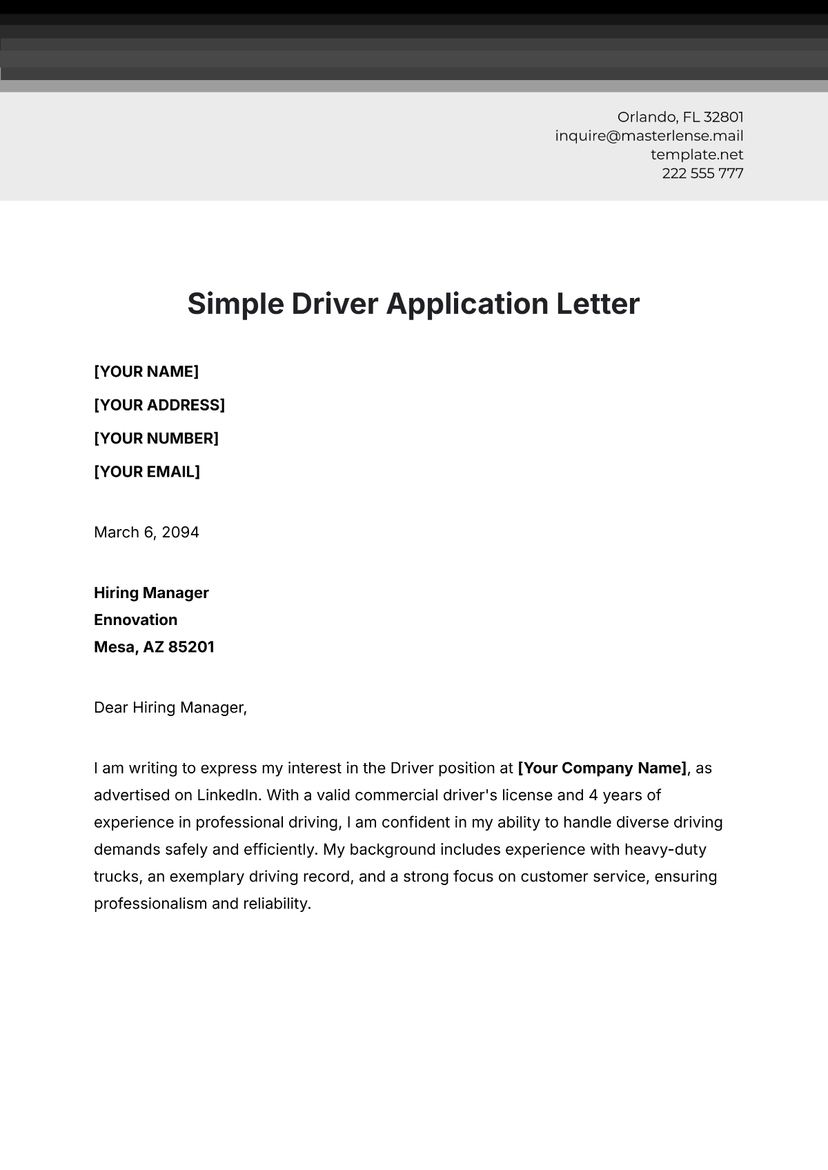 Free Application Letter Templates Editable And Printable Free Application Letter Templates Editable And Printable