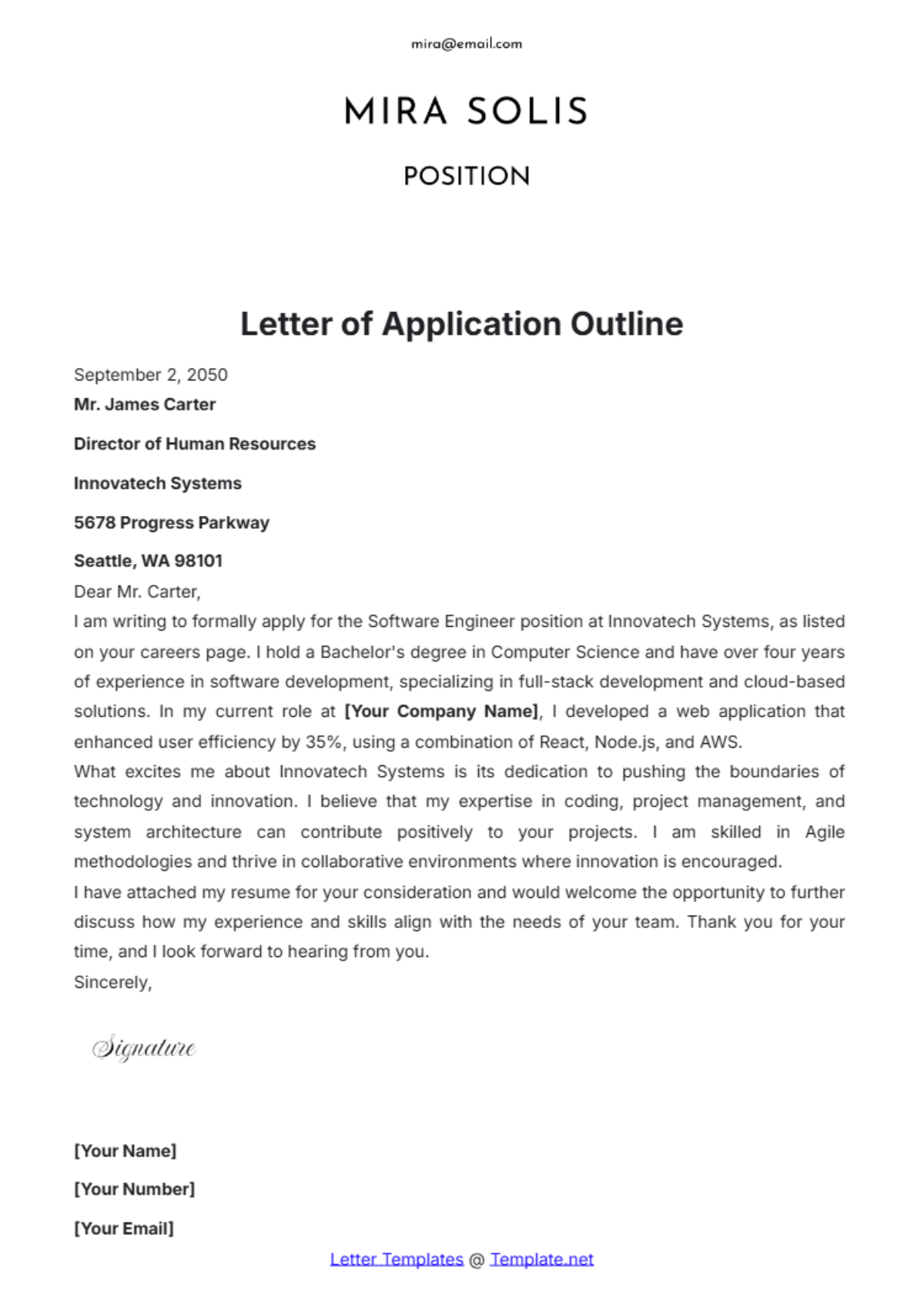 Free Application Letter Templates Editable And Printable