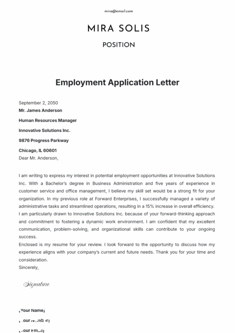 Free Application Letter Templates Editable And Printable