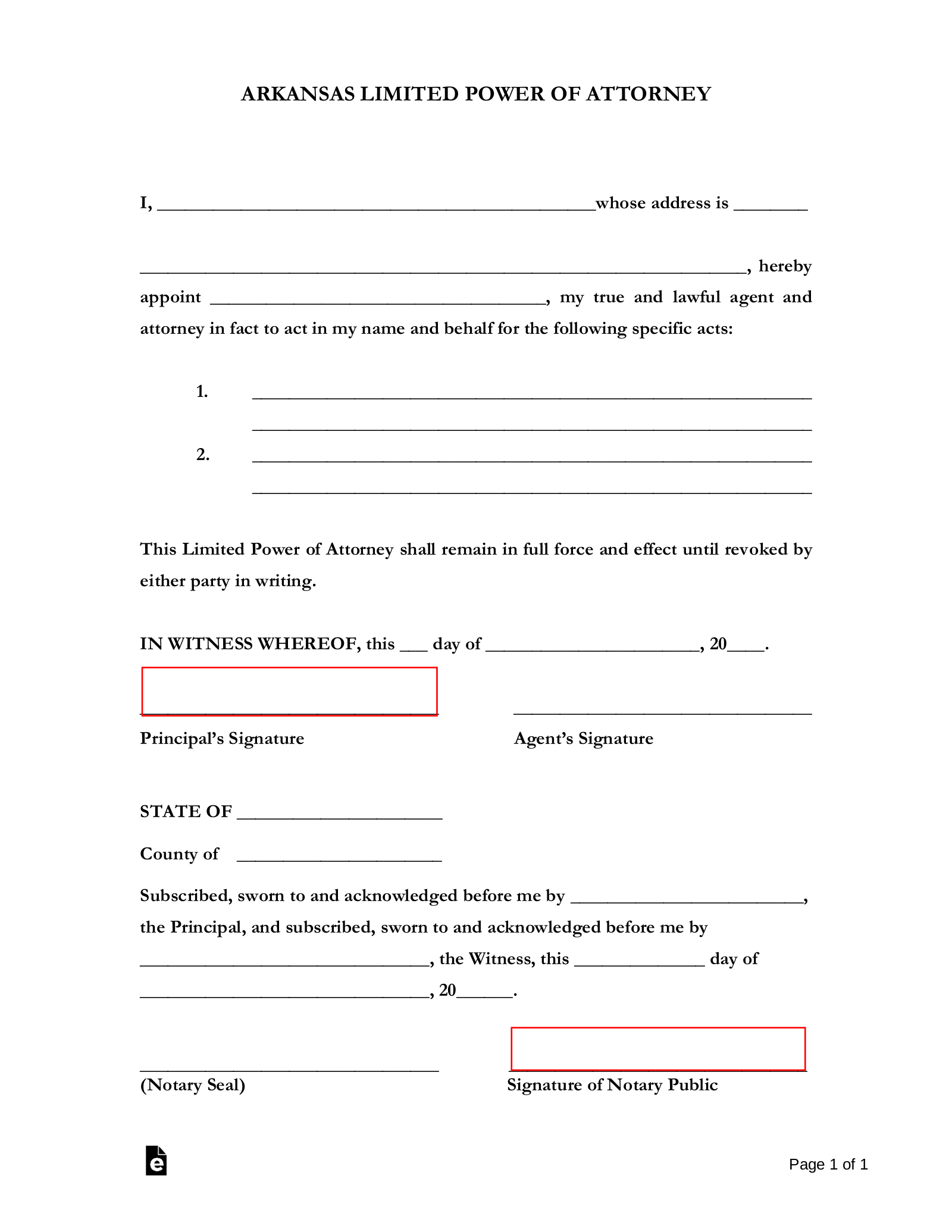 free printable power of attorney form arkansas
