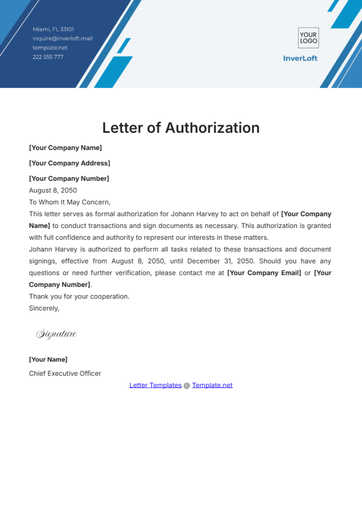 Free Authorization Letter Templates Editable And Printable