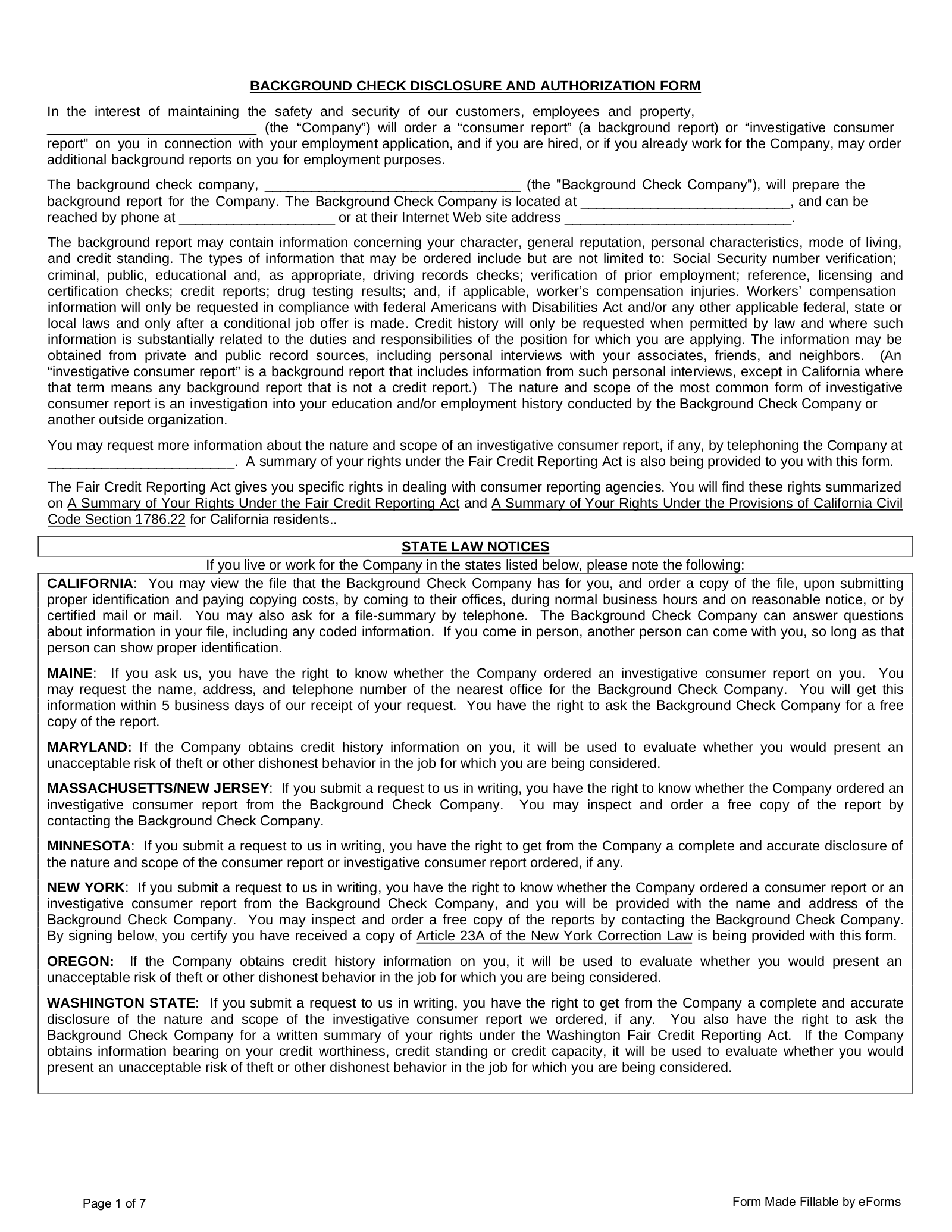 background check authorization form