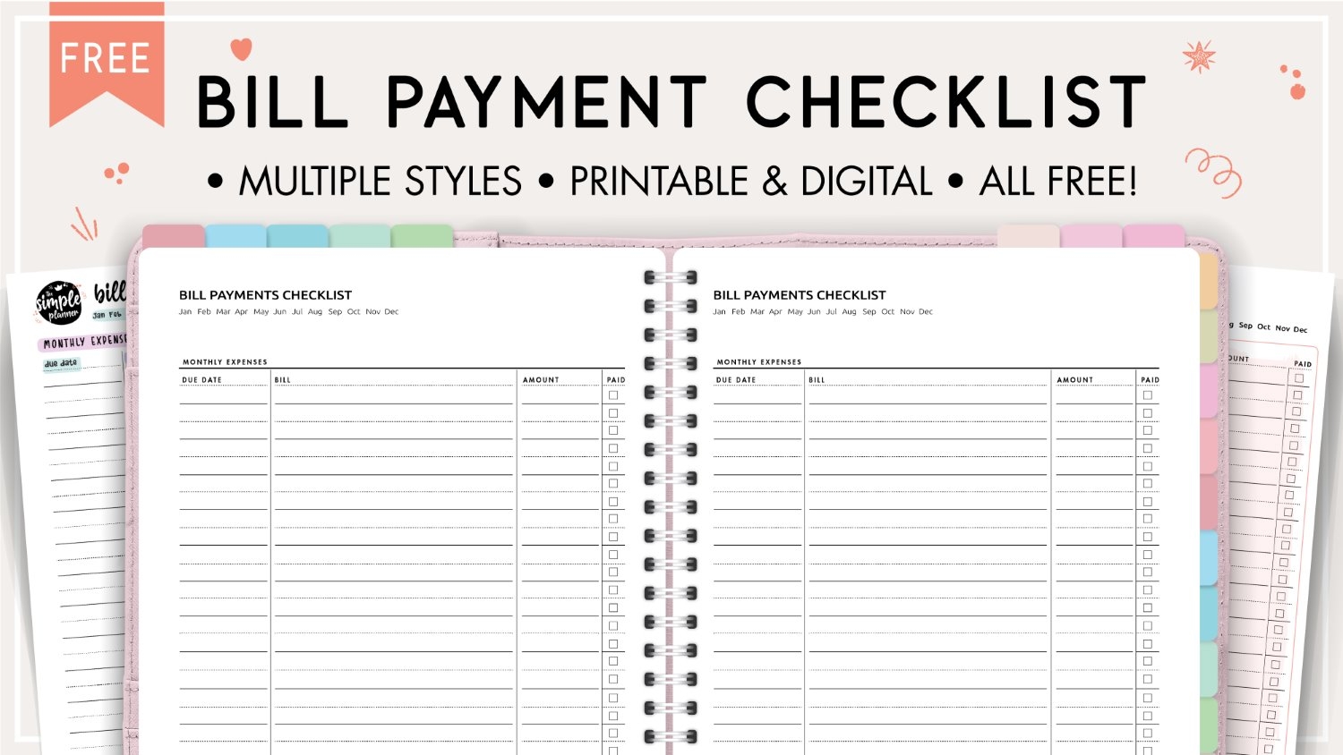 Free Bill Payment Checklist PDF World Of Printables