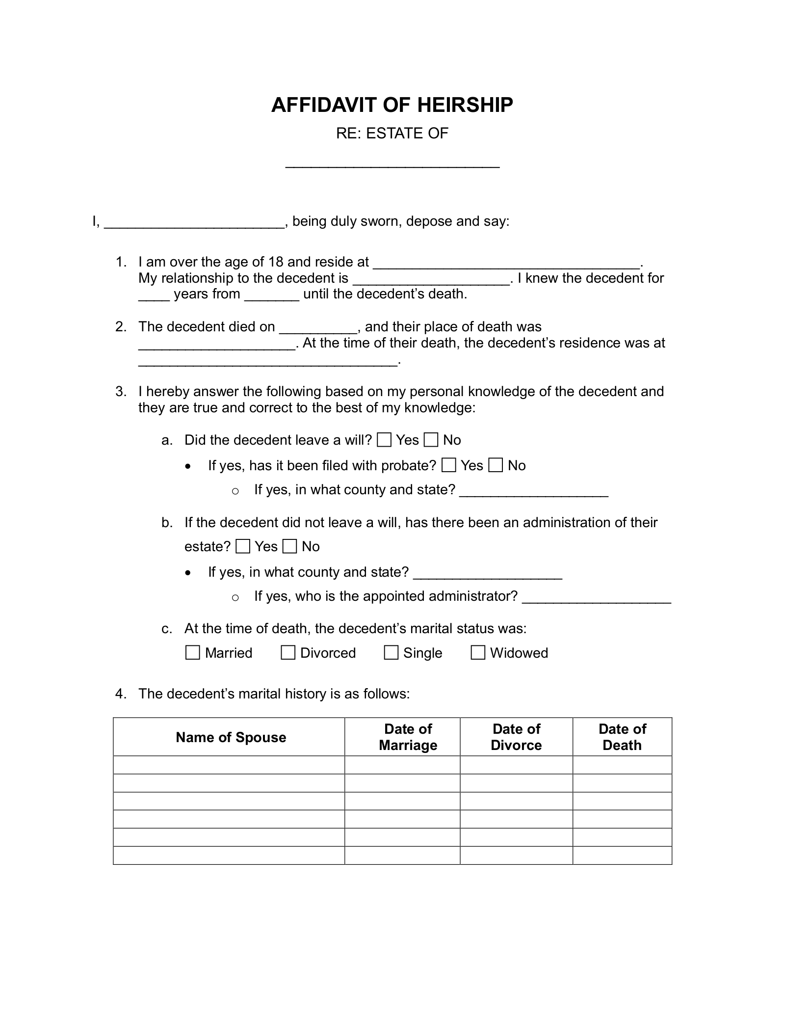 Free Blank Affidavit Templates 17 PDF Word EForms