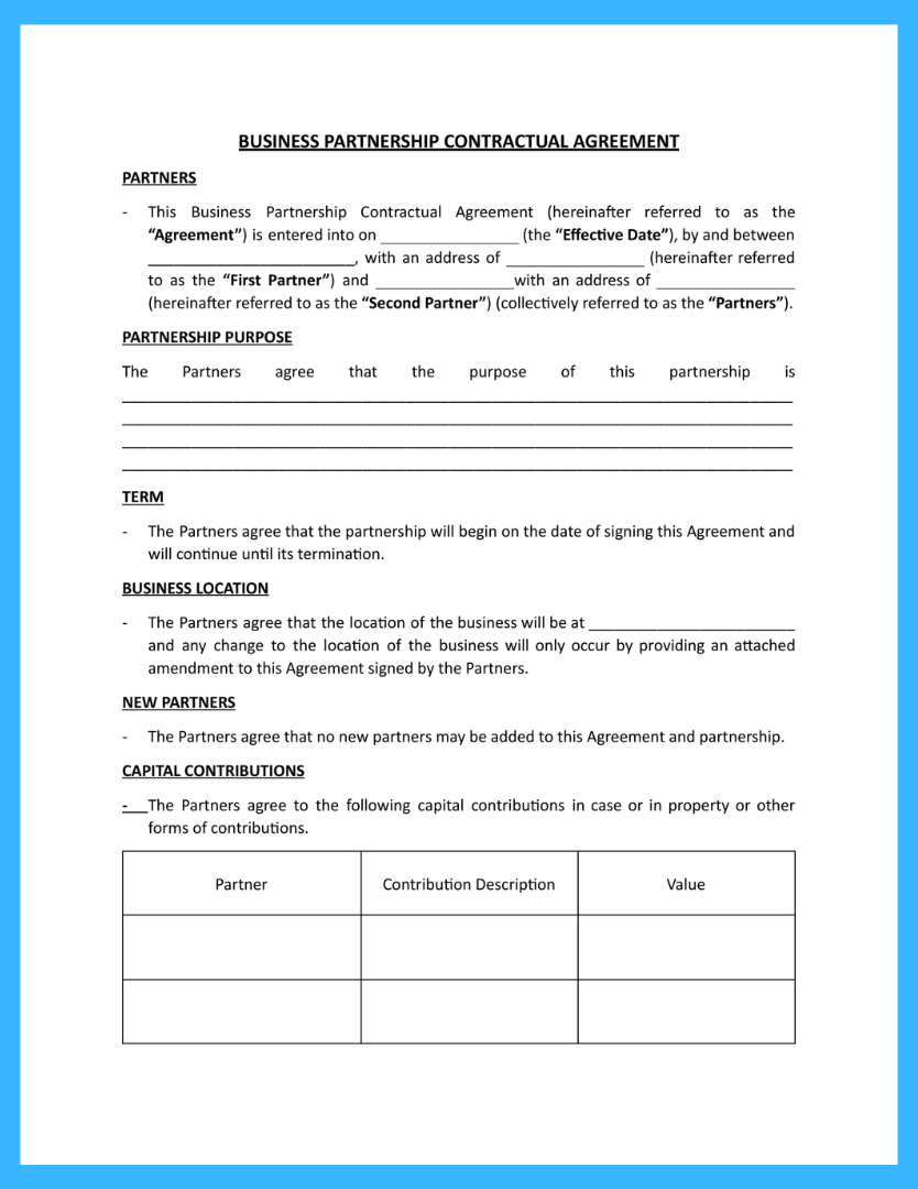 Free Business Partnership Agreement Template For Download