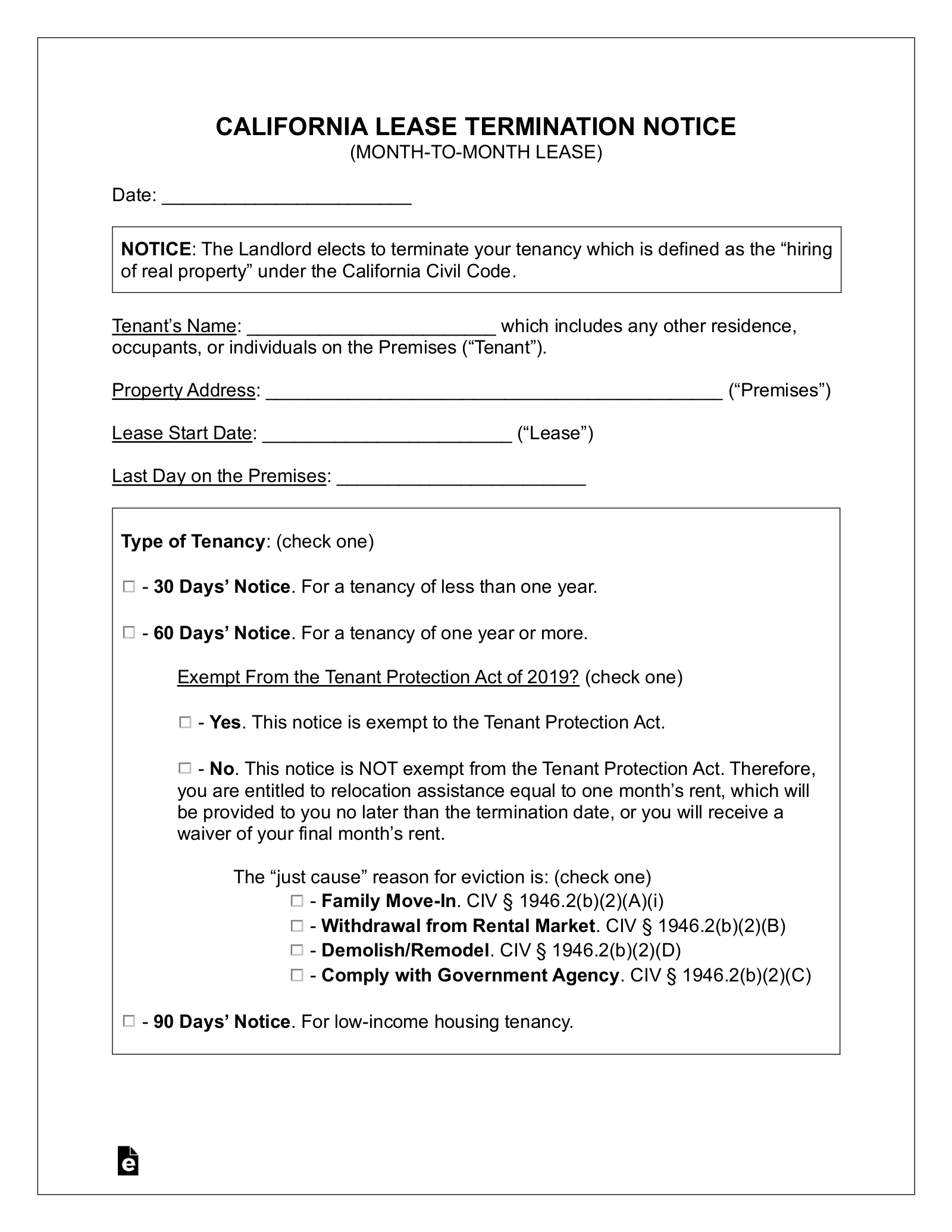 Free California Lease Termination Letters 3 PDF Word EForms