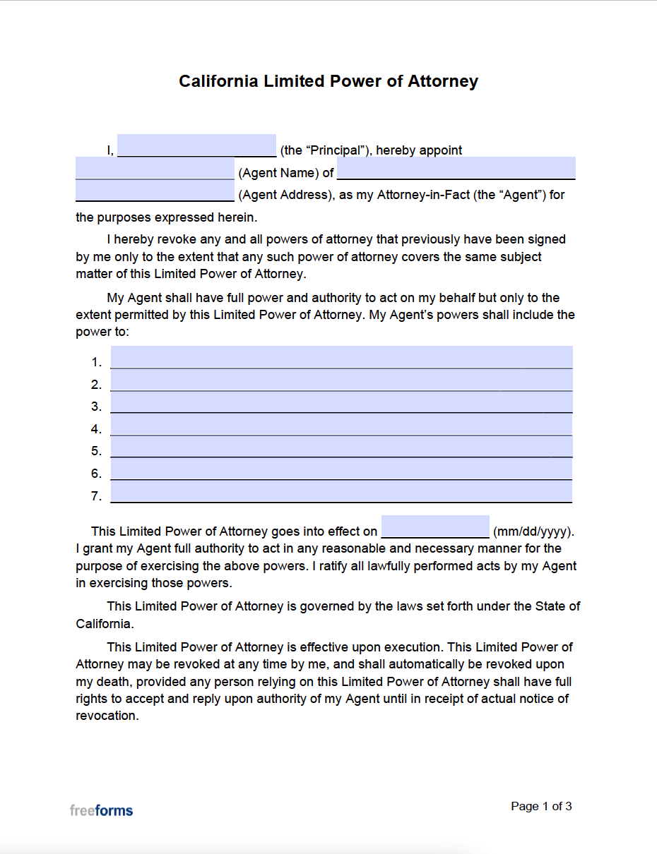 7 special power of attorney form
