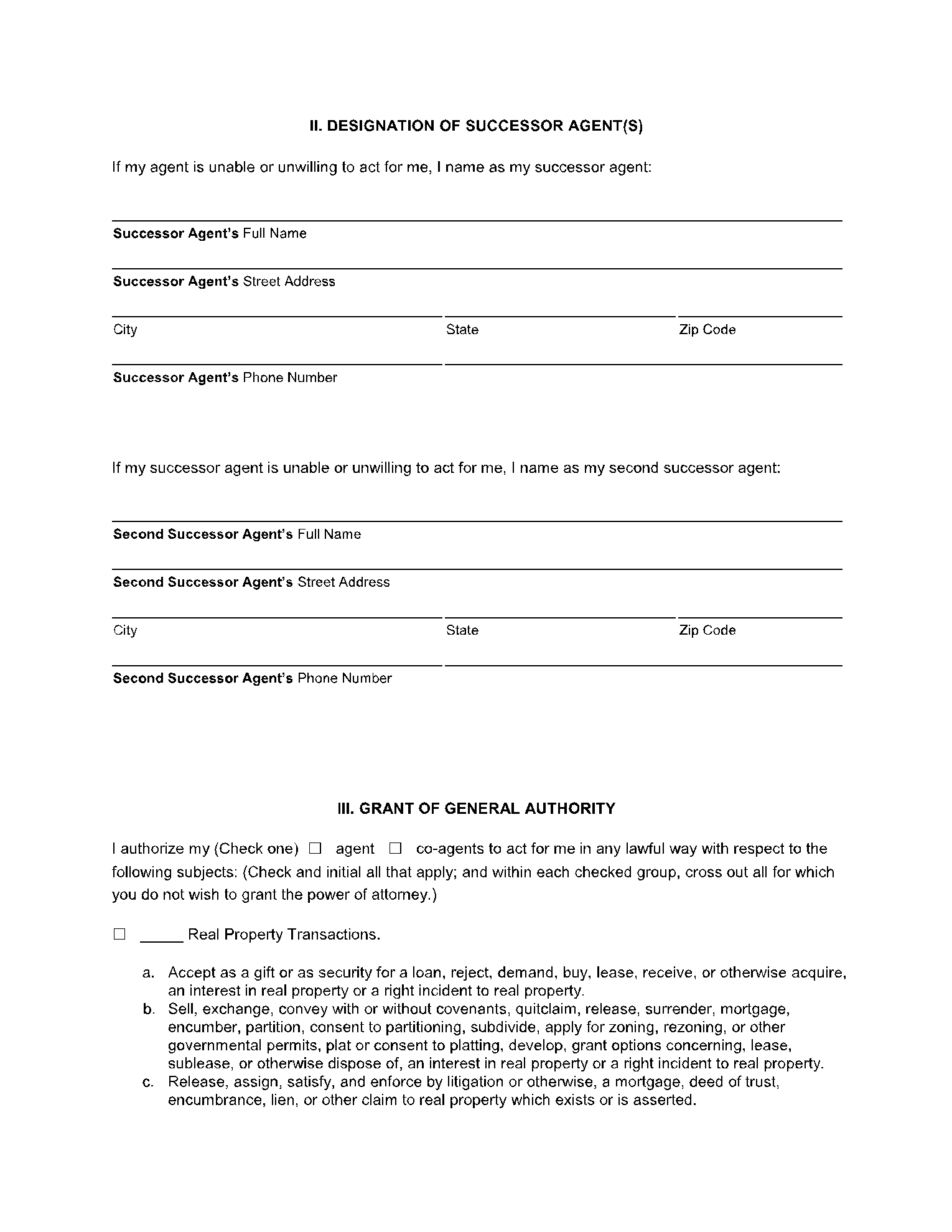 free general power of attorney form printable