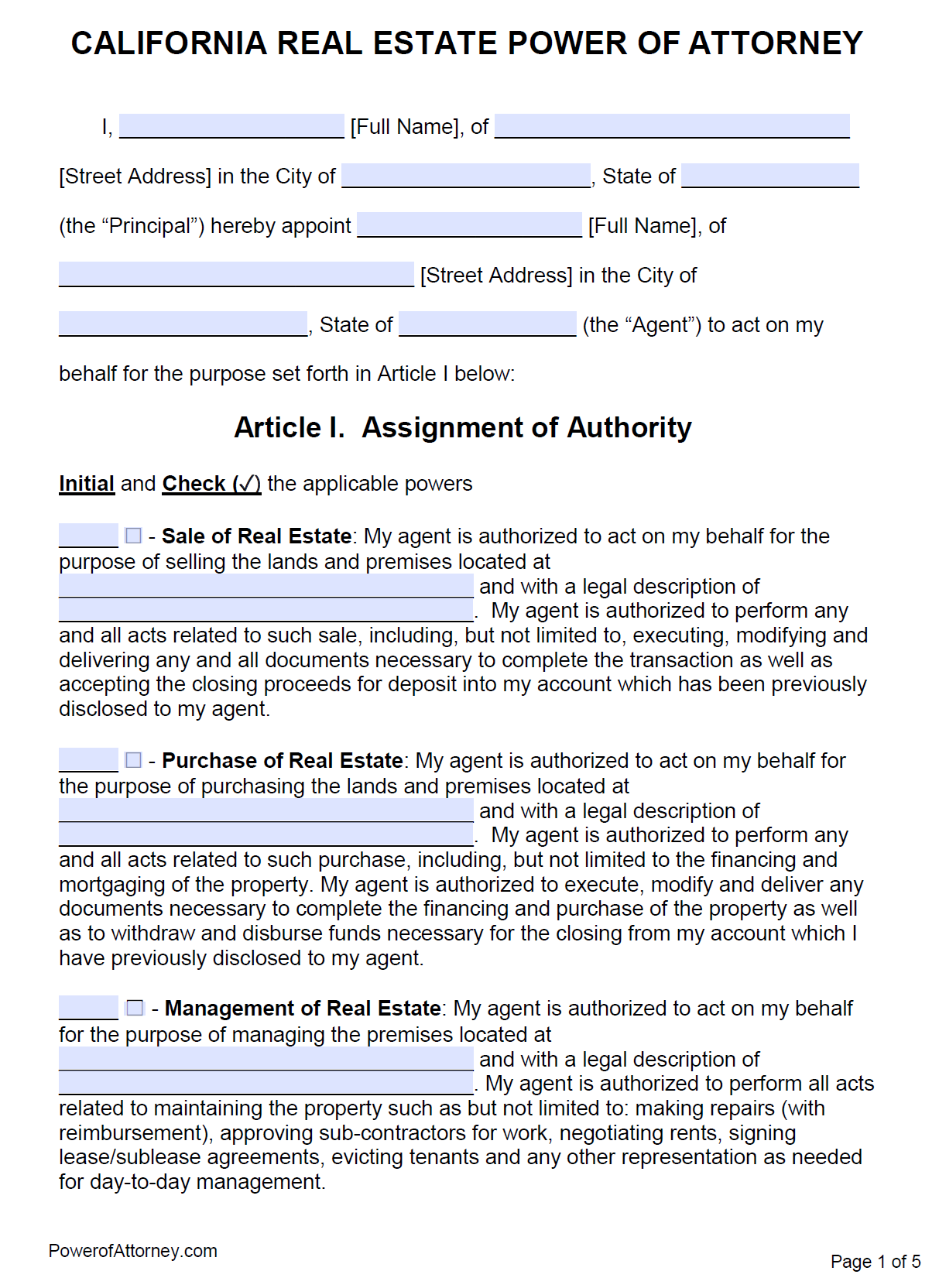 Free California Power Of Attorney Forms PDF Templates Free California Power Of Attorney Forms PDF Templates