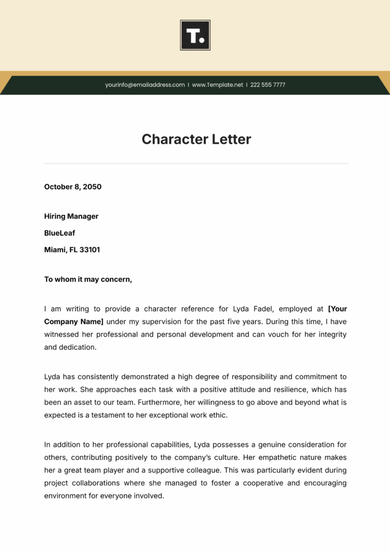 Free Character Letter Templates Editable And Printable