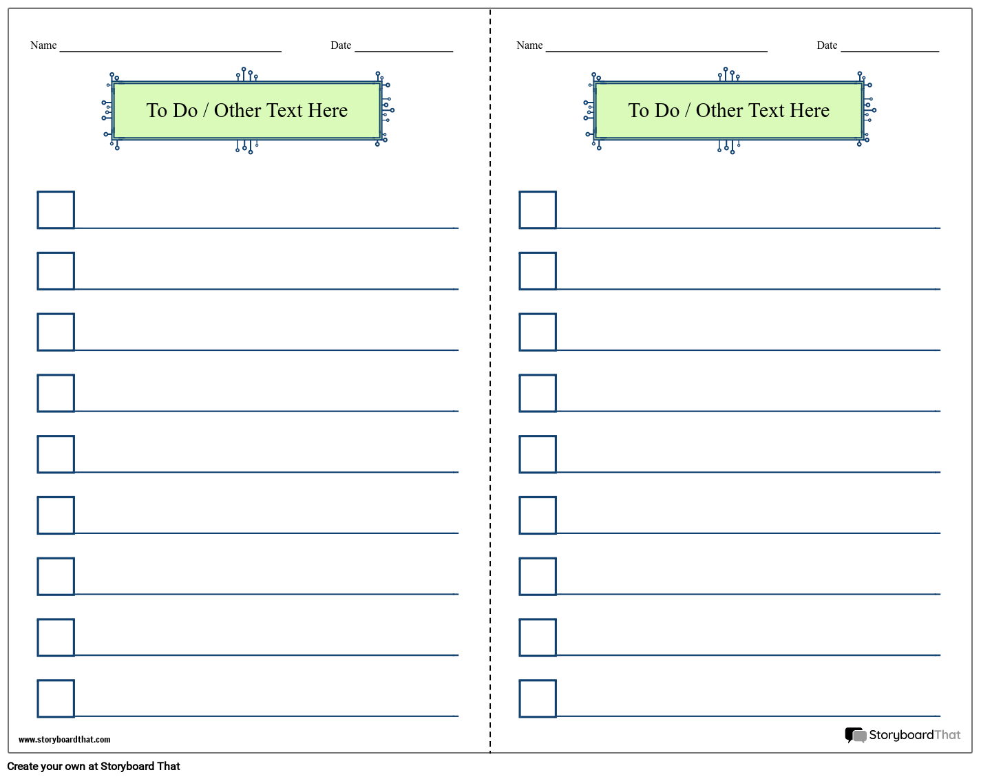 Free Checklist Templates For Students Storyboard That