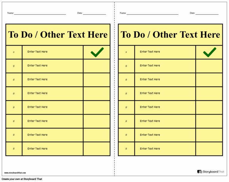 Free Checklist Templates For Students Storyboard That