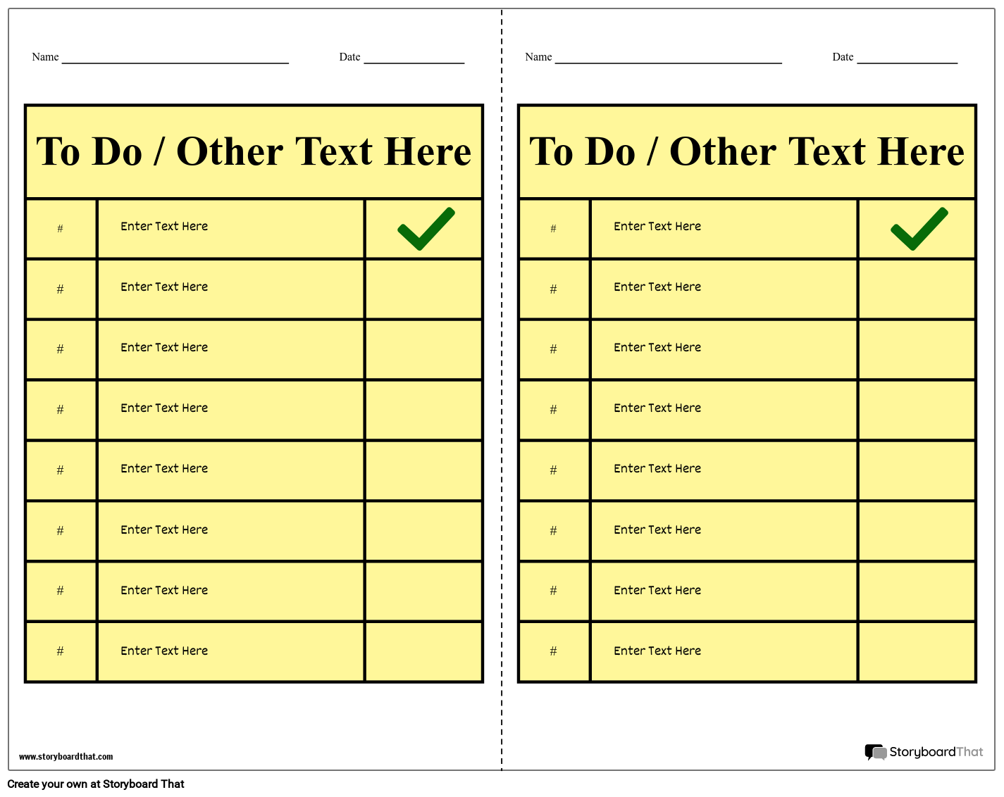 Free Checklist Templates For Students Storyboard That