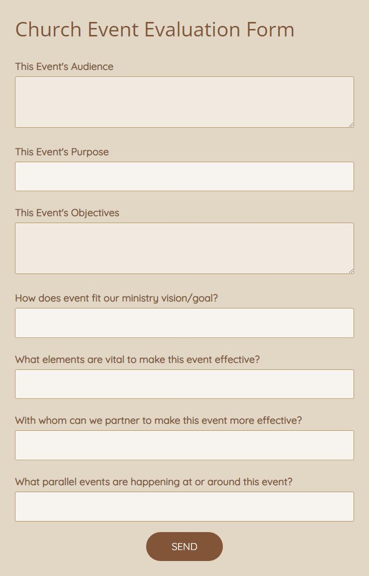 Free Church Event Evaluation Form Template 123FormBuilder