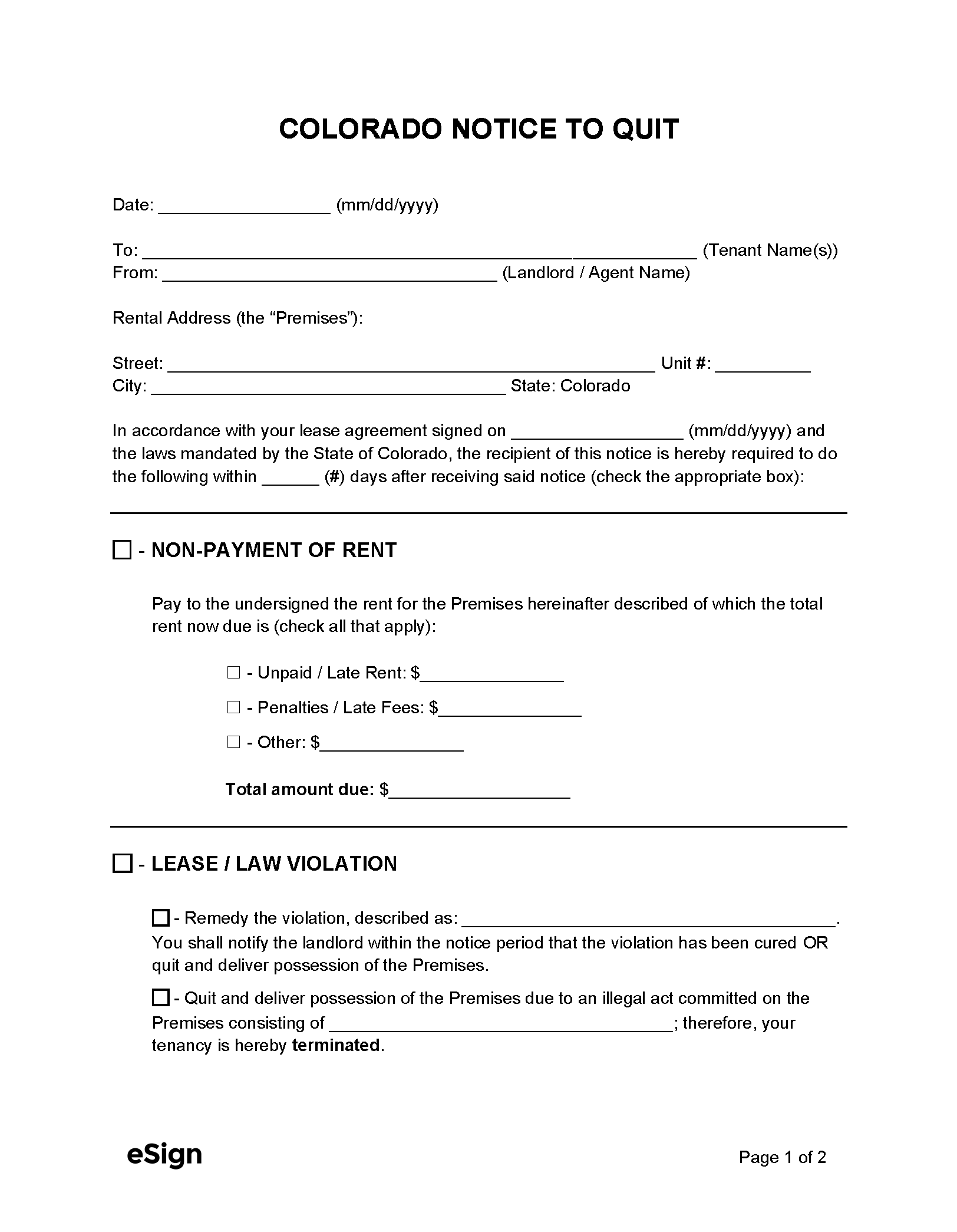 Free Colorado Eviction Notice Templates 3 PDF Word Free Colorado Eviction Notice Templates 3 PDF Word