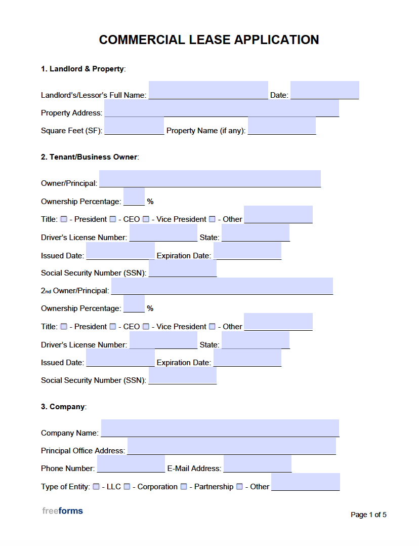 commercial lease form