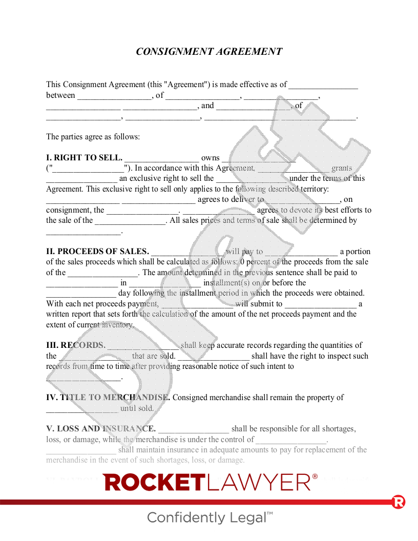 Free Consignment Agreement Template FAQs Rocket Lawyer Free Consignment Agreement Template FAQs Rocket Lawyer