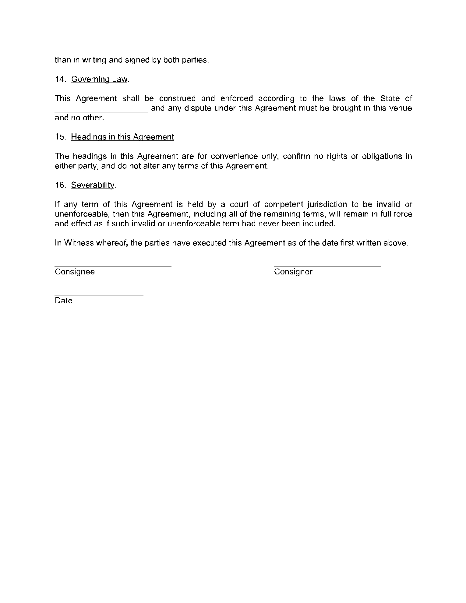 consignment agreement