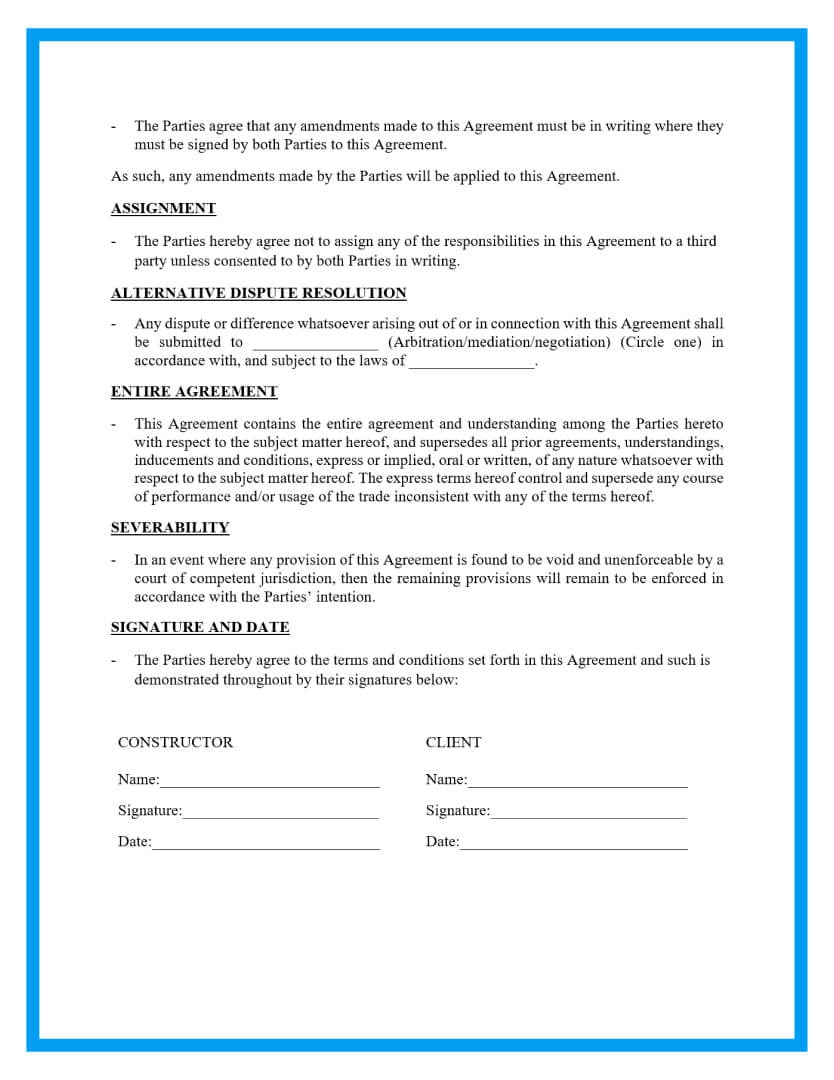 Free Construction Contracts Template Free Construction Contracts Template