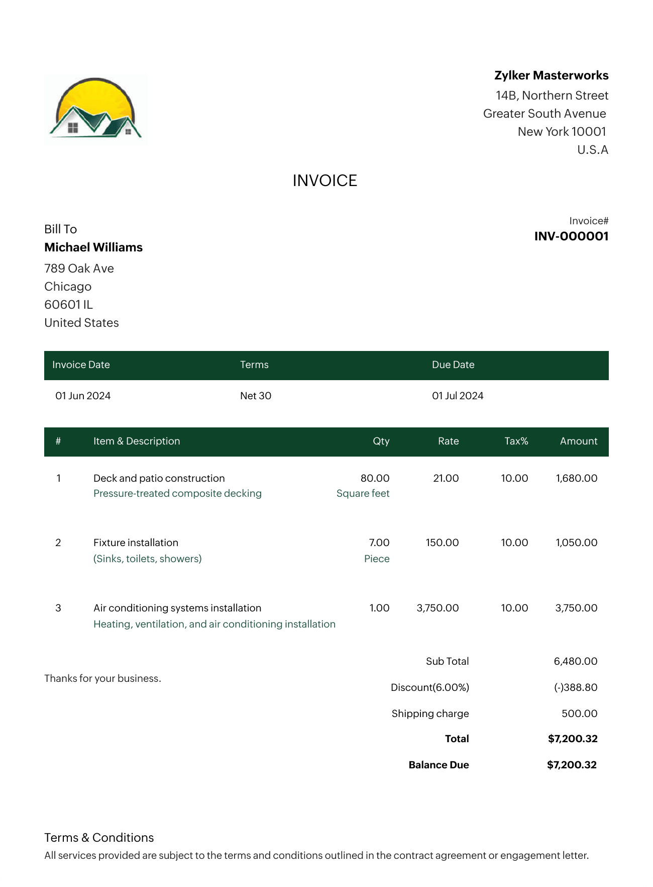 construction invoice