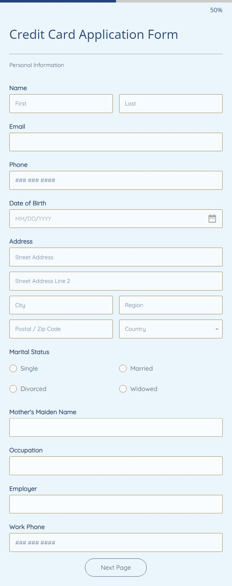 Free Credit Forms Form Templates 123FormBuilder