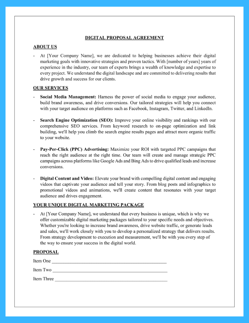 Free Digital Marketing Proposal Template