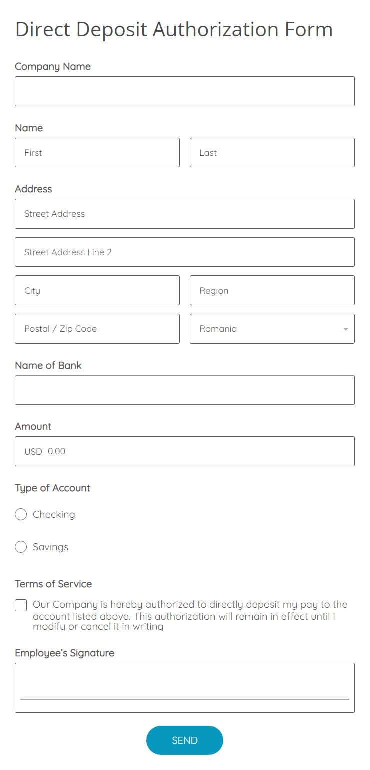 sample direct deposit form sample direct deposit form