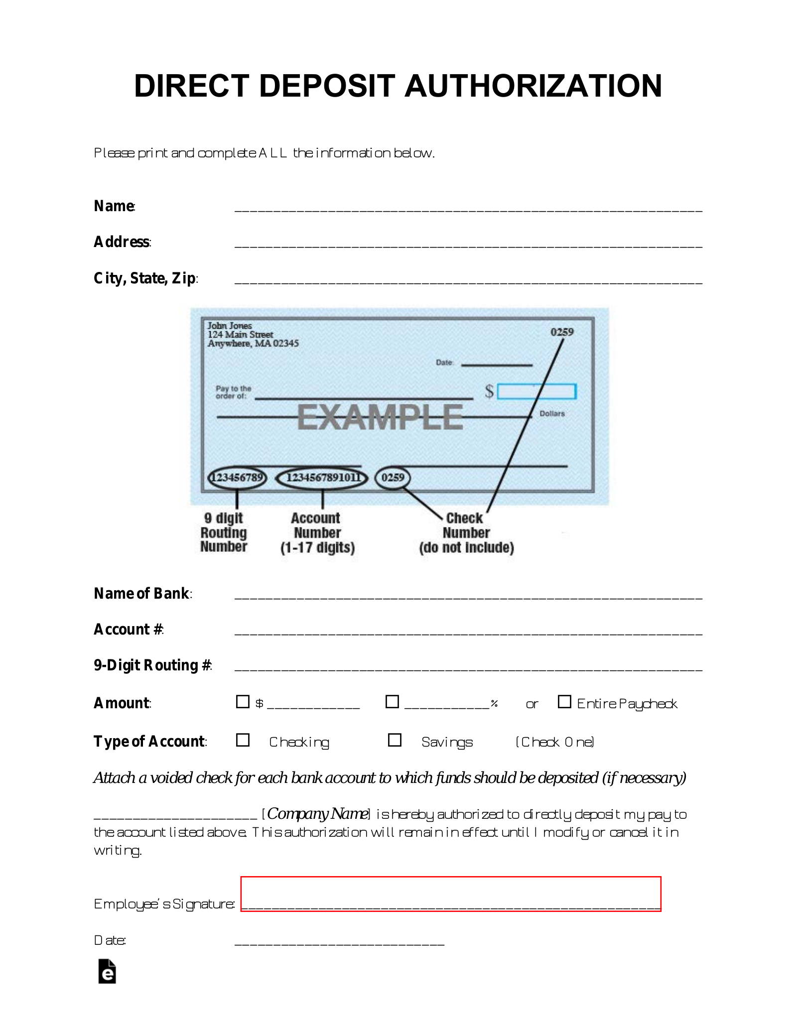 generic authorization form