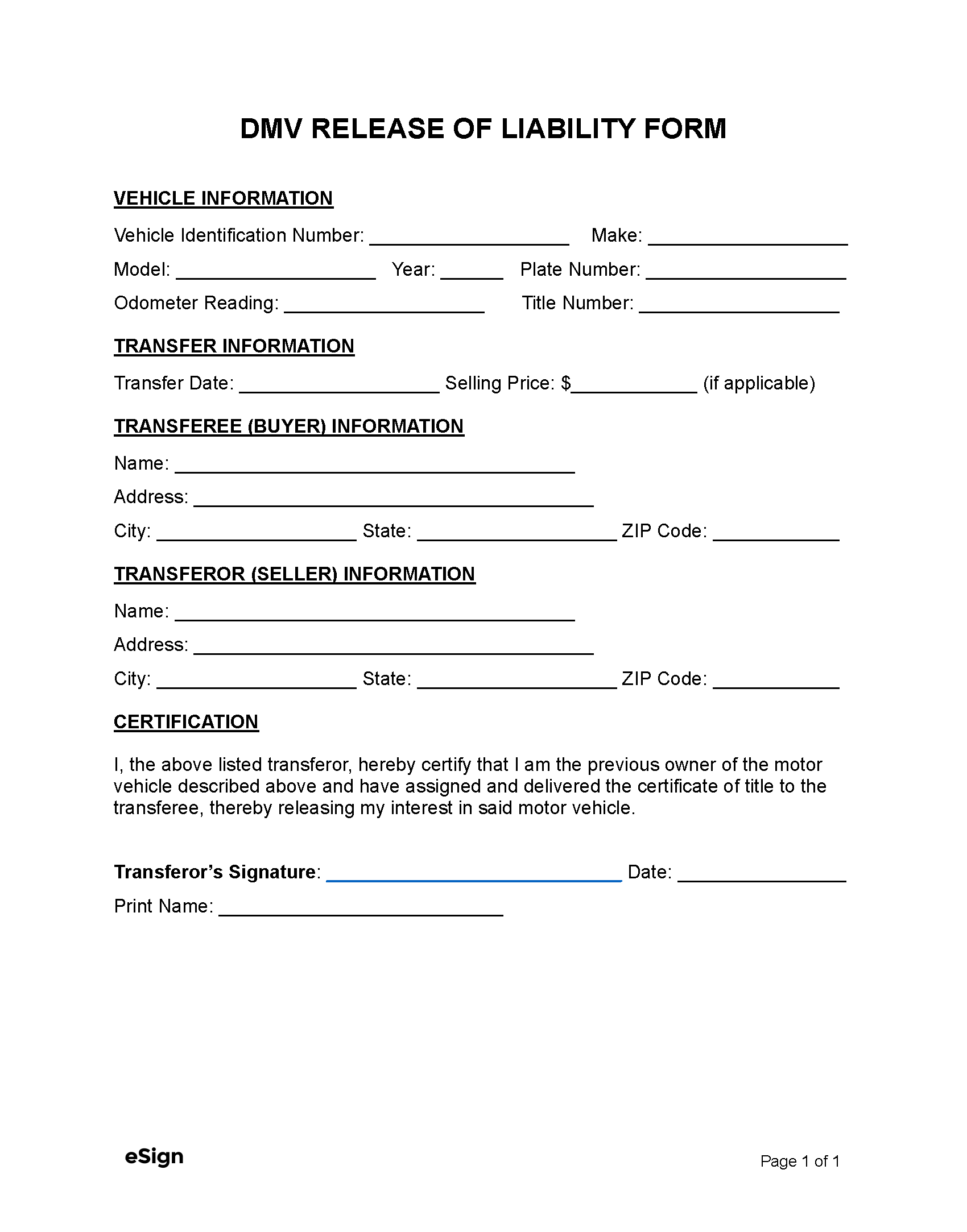 Free DMV Release Of Liability Form PDF Word Free DMV Release Of Liability Form PDF Word