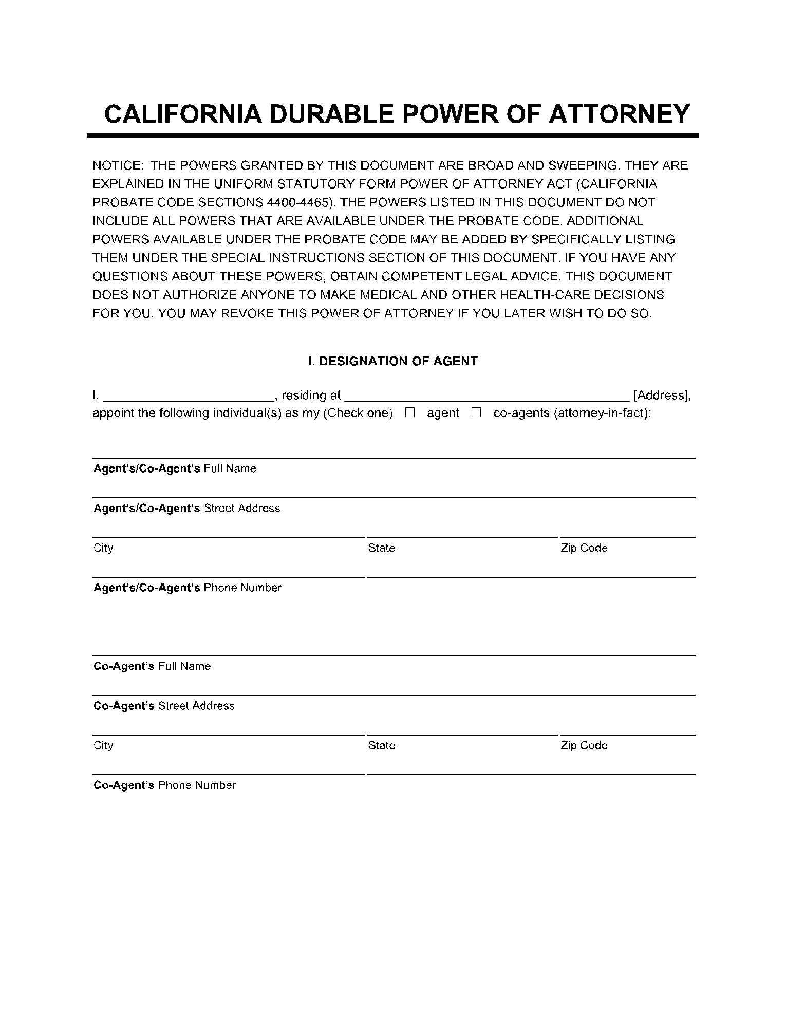 Free Durable California Power Of Attorney Forms PDF CocoSign Free Durable California Power Of Attorney Forms PDF CocoSign
