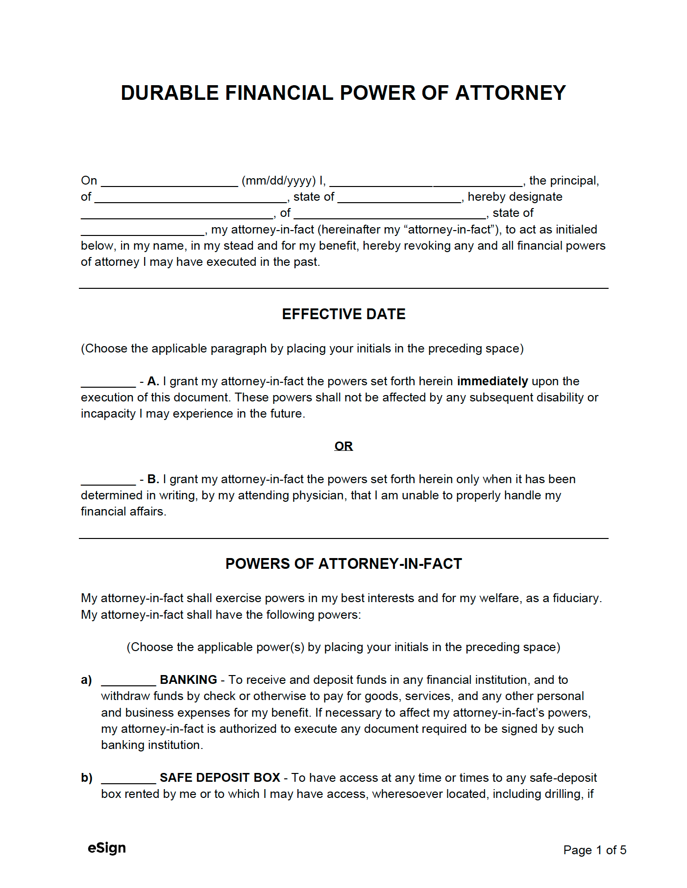 Free Durable Power Of Attorney Form PDF Word Free Durable Power Of Attorney Form PDF Word