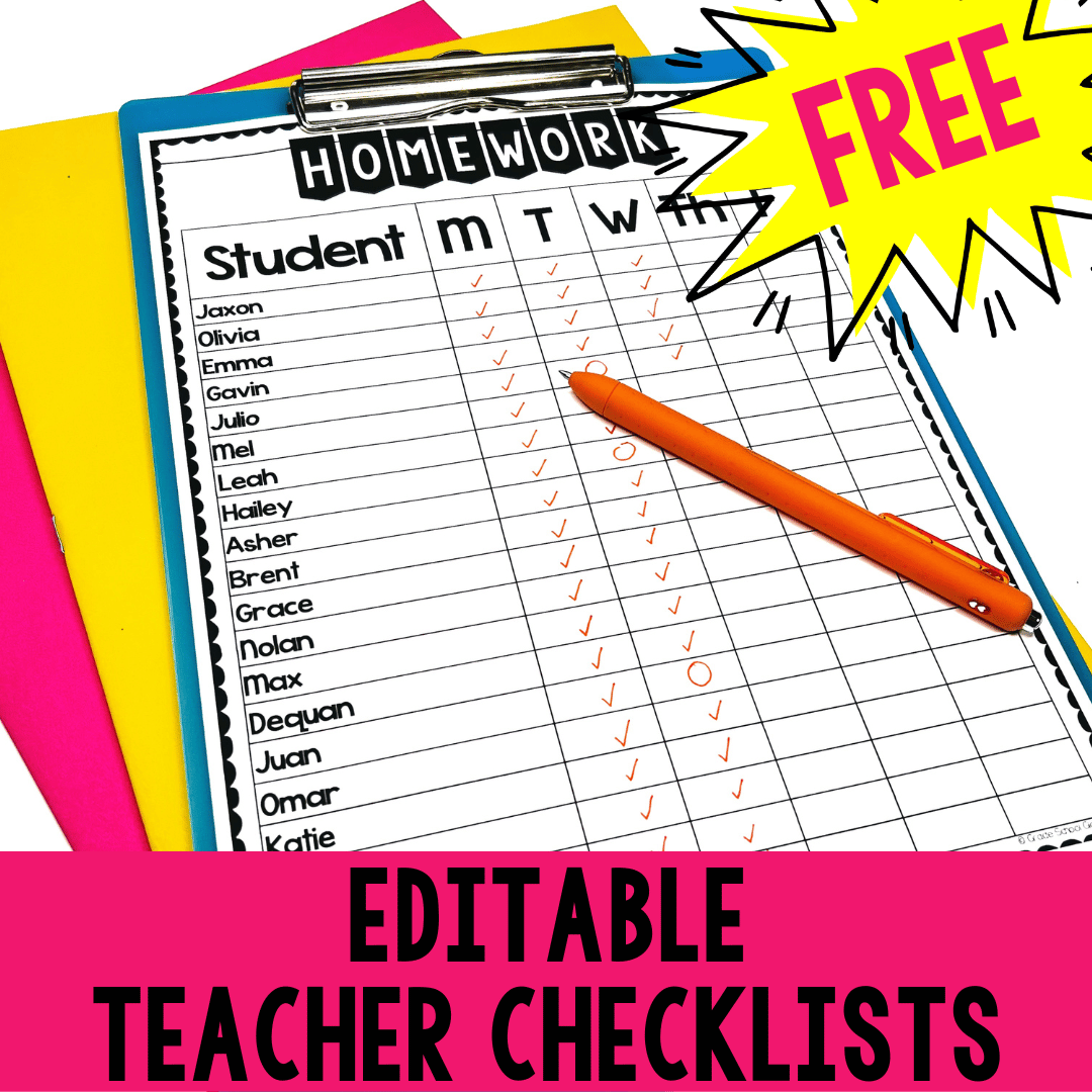 Free Editable Teacher Checklists Classroom Freebies