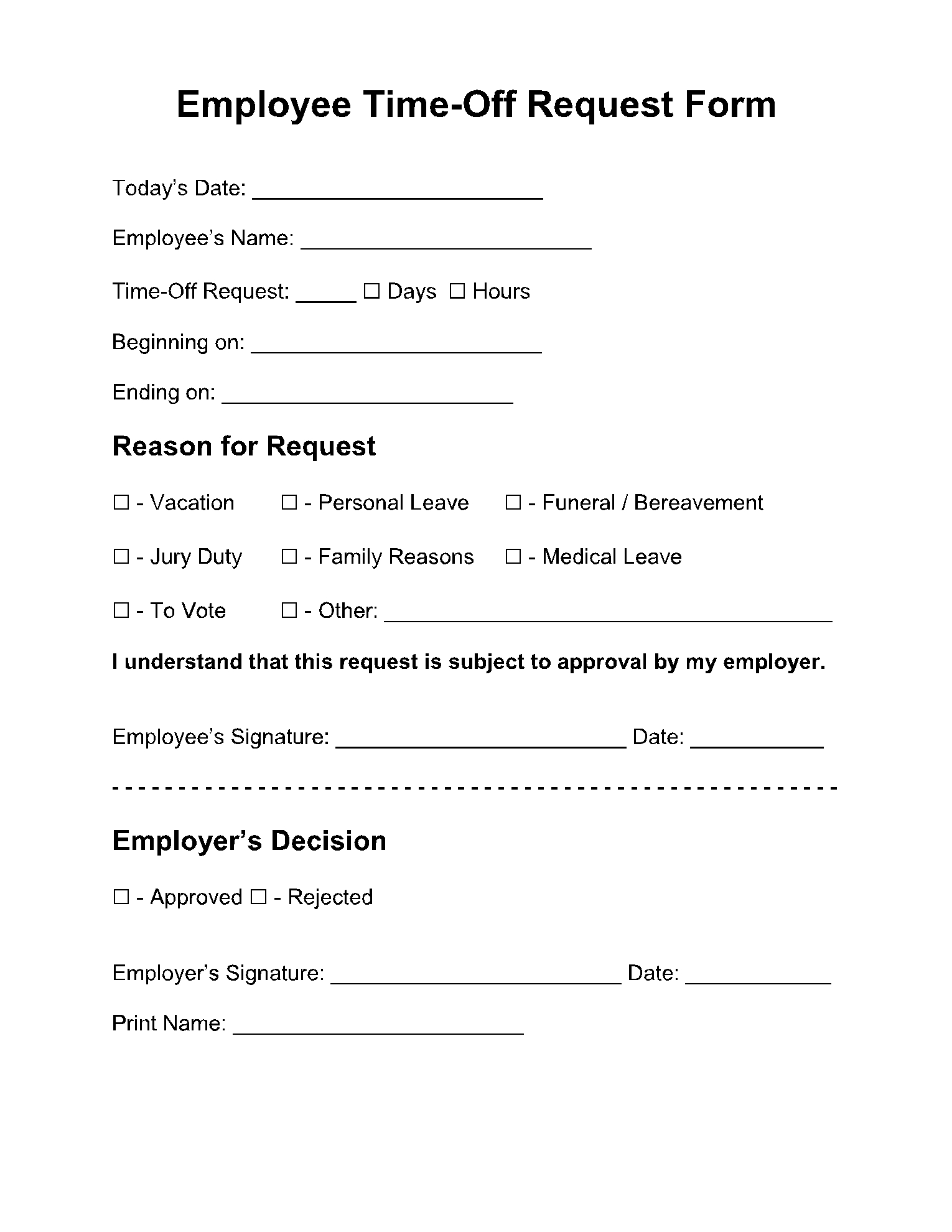 Free Employee Vacation Time Off Request Forms CocoSign Free Employee Vacation Time Off Request Forms CocoSign