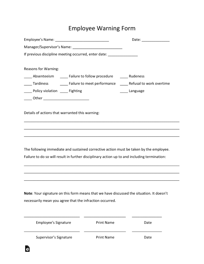 Free Employee Warning Notice Template PDF Word EForms Free Employee Warning Notice Template PDF Word EForms
